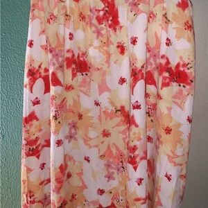 Blair Yellow Red Pleated Pencil Midi Skirt Resort